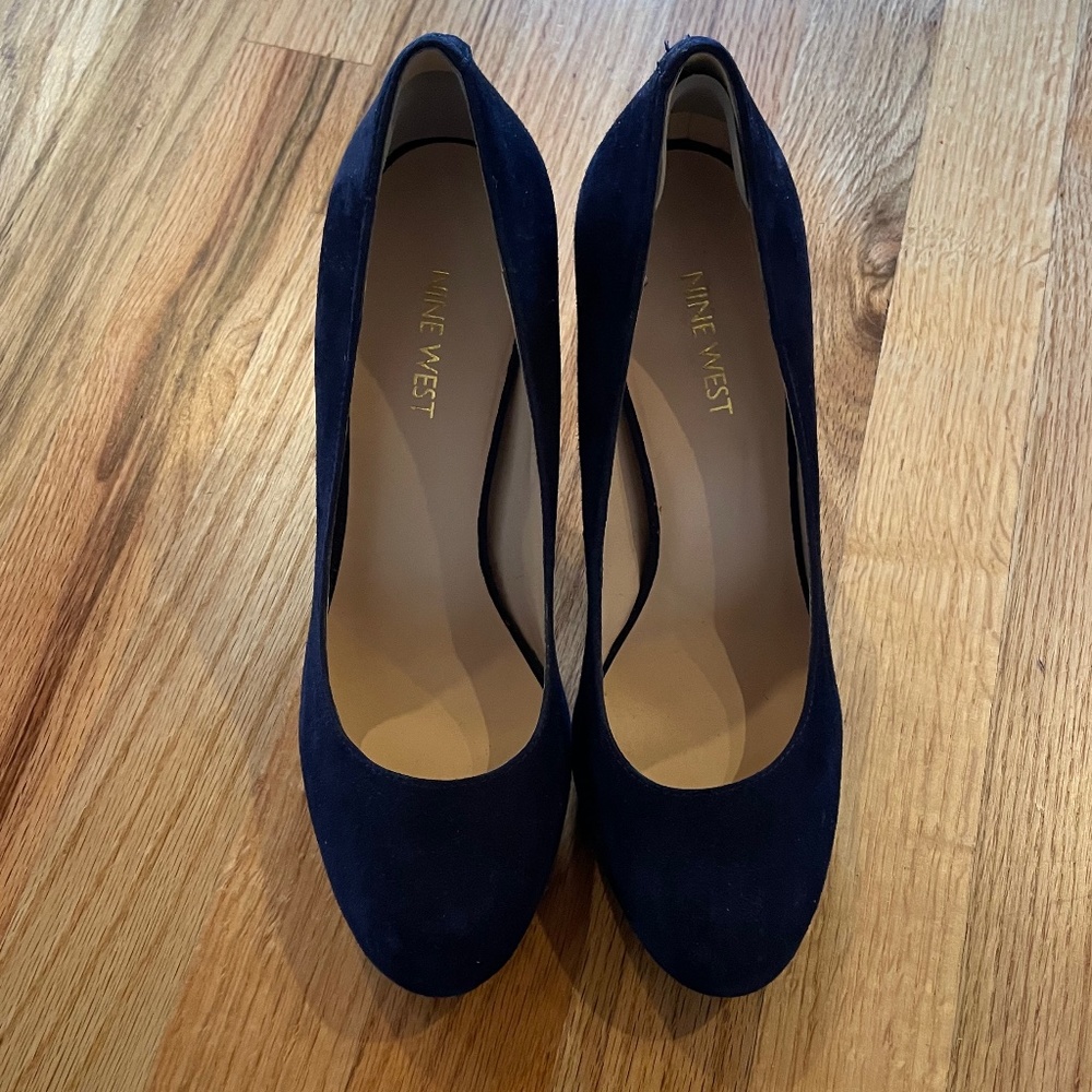 Nine West Navy Suede Platform Heels
